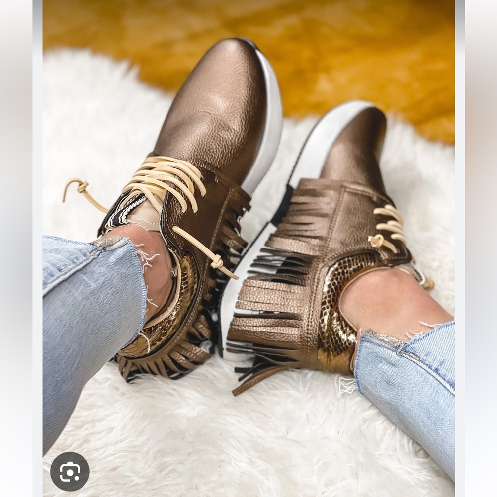 Never worn bronze metallic pleather shu shop sneakers!!! So cute